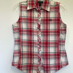 Bit and Bridle western plaid shirt. Patriotic colors.  Fourth of July. Worn once